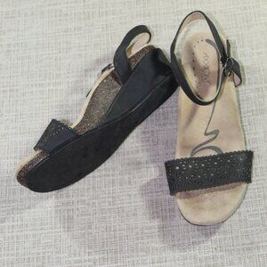 Axxiom Black Wedge Sandals Size: 7M